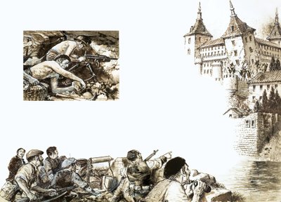 Severovýchodní věž Alcazars padá od English School