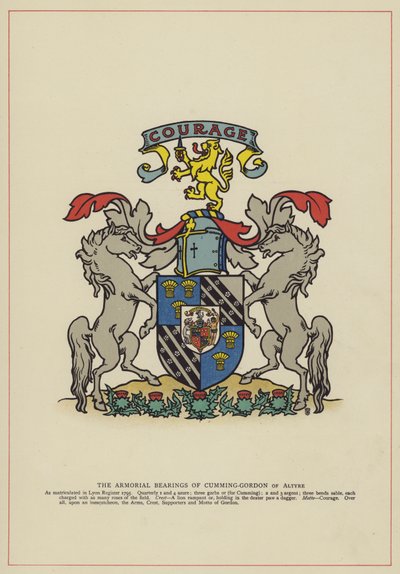 Armorial Bearings of Cumming-Gordon of Altyre (barva lito) od English School