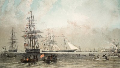 Příjezd královské jachty u Gravesendu, 7. března 1863, z Památníku svatby Edwarda VII. a Alexandry Dánské, hospoda. 1864 od English School