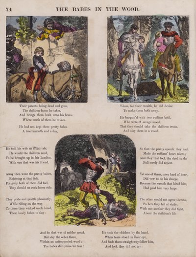 The Babes In The Wood (barevná rytina) od English School