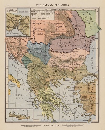 Balkánský poloostrov (barevná litografie) od English School