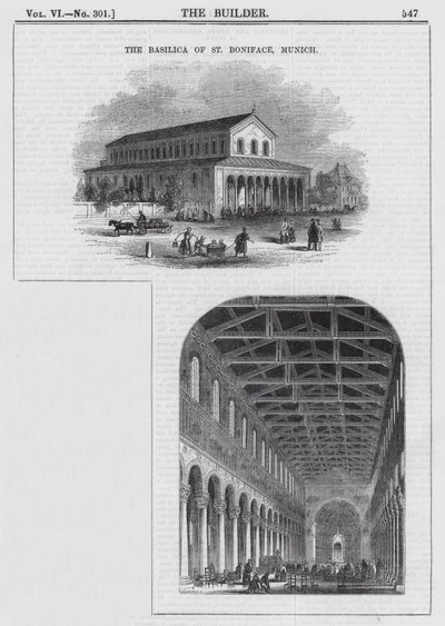 Bazilika svatého Bonifáce, Mnichov (rytina) od English School