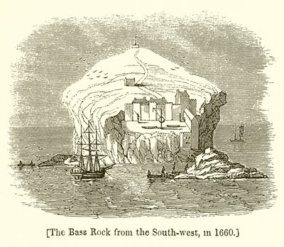 Bass Rock z jihozápadu, v roce 1660 od English School