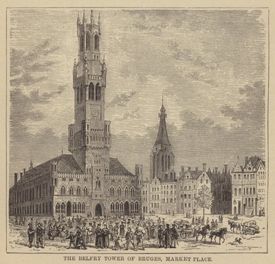 Zvonice v Bruggách, Market Place (rytina) od English School