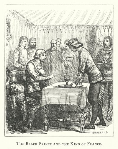 Černý princ a francouzský král (rytina) od English School