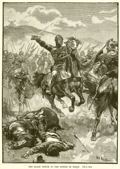 Černý princ v bitvě o Crecy od English School