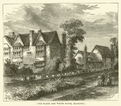 Černobílý dům, Hackney (rytina) od English School