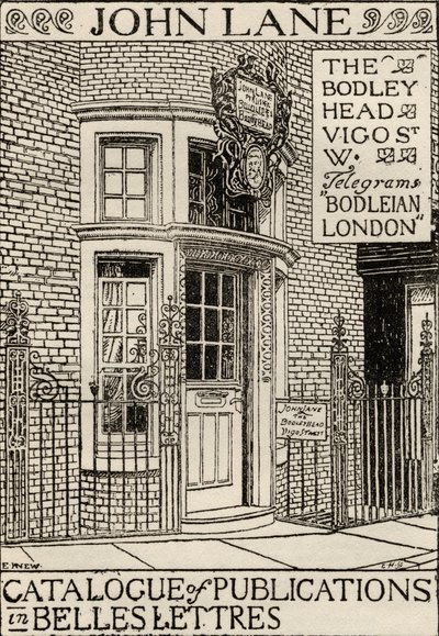 The Bodley Head Publishing House, ilustrace přední obálky z katalogu publikací v Belles Lettres od English School
