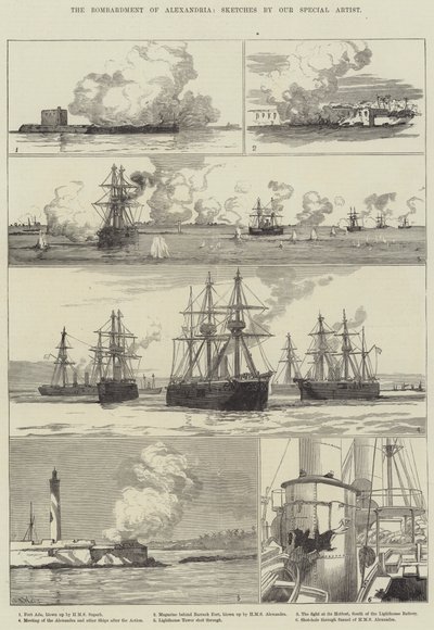 Bombardování Alexandrie (rytina) od English School