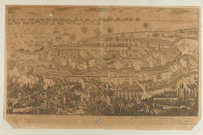 Bombardování Kodaně a kapitulace dánské flotily, září 1807, publikoval John Fairburn v roce 1807 od English School