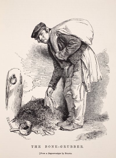 The Bone-Grubber, podle daguerrotypie Richarda Bearda, ilustrace z London Labour and London Poor od Henryho Mayhewa, hospoda. 1862 od English School
