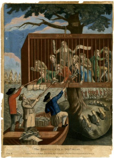 Bostonians v nouzi, 1774 od English School