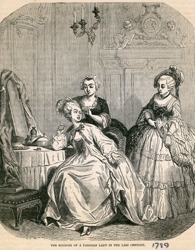 Budoár pařížské dámy v minulém století, 1789 od English School