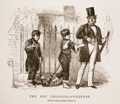 The Boy-Crossing Sweepers, z daguerrotypie Richarda Bearda, ilustrace z London Labor a London Poor od Henryho Mayhewa, hospoda. 1862 od English School