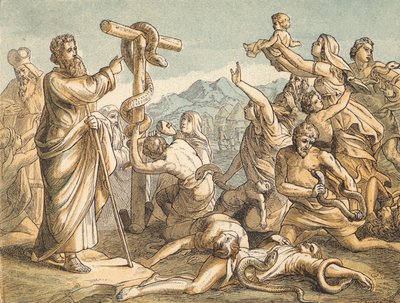 The Brazen Serpent (barevná rytina) od English School