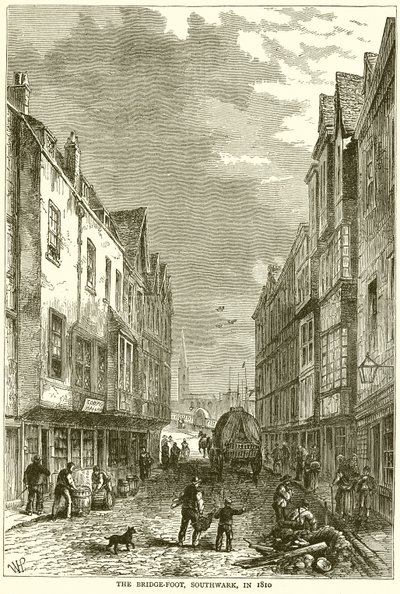 The Bridge-Foot, Southwark, v roce 1810 od English School