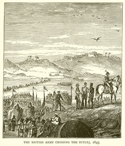 Britská armáda překračující Sutlej, 1845 od English School