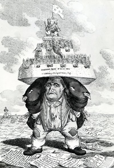 Britský atlas neboli John Bull podporující mírové zřízení, tisk Charles Williams, 1816 od English School