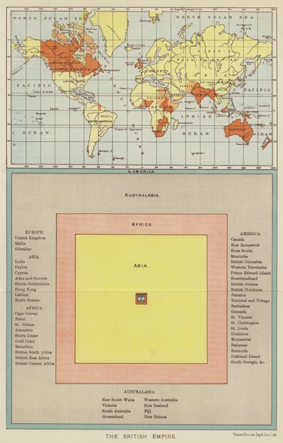 Britské impérium (barevná litografie) od English School