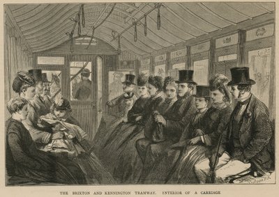 Brixton a Kennington Tramway - interiér kočáru od English School