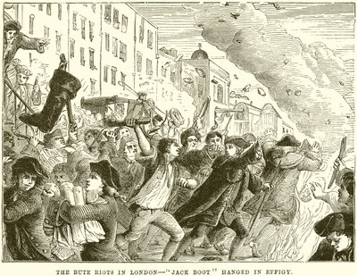 Bute Riots v Londýně - Jack Boot oběšen v Effigy od English School