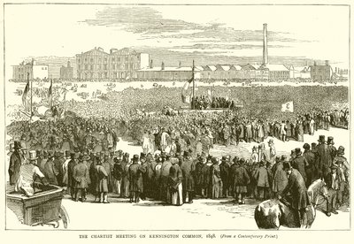 Schůze chartistů na Kennington Common, 1848 od English School
