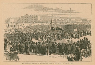 Chartistické setkání na Kennington Common v roce 1848 od English School