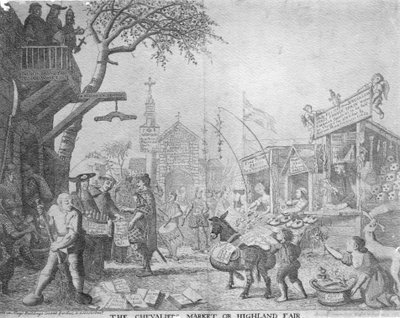 The Chevaliers Market, neboli Highland Fair, publikoval George Bickham mladší, 1745 od English School