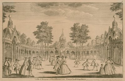 Čínské pavilony ve Vauxhall Gardens v Londýně od English School