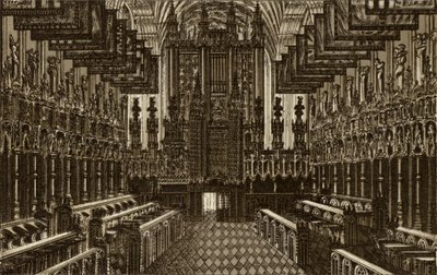 Sbor, při pohledu na západ, kaple svatého Jiří, Windsor (litho) od English School