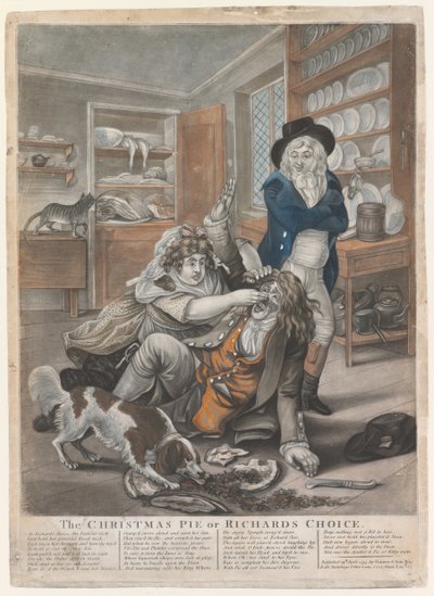Vánoční koláč nebo Richards Choice, 1795 (ručně kolorovaná rytina) od English School