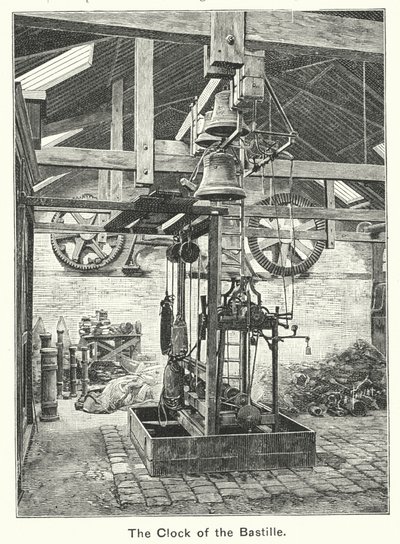 Die Uhr der Bastille (Gravur) von English School