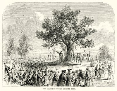 Kolonisté pod Liberty Tree (rytina) od English School