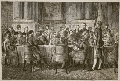 Vídeňský kongres, ilustrace z Cassells Illustrated History of England (sépiová fotografie) od English School