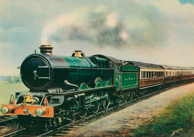 "Cornish Riviera Express," tažený "King George V," Great Western Railway (barva litho) od English School