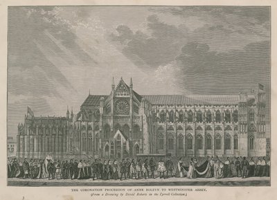Korunovační průvod Anny Boleynové do Westminsterského opatství od English School