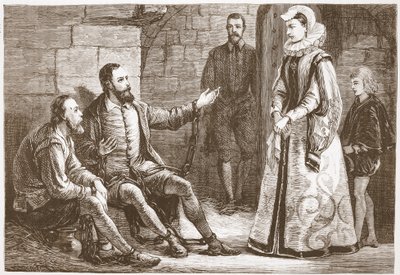 Hraběnka z Reux na návštěvě De Bray a La Grange ve vězení, ilustrace z Historie protestantismu od Jamese Aitkena Wylie (1808-1890), hospoda. 1878 od English School