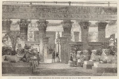 Křišťálový palác: Vstup do egyptského dvora z lodi u Avenue of Lions od English School