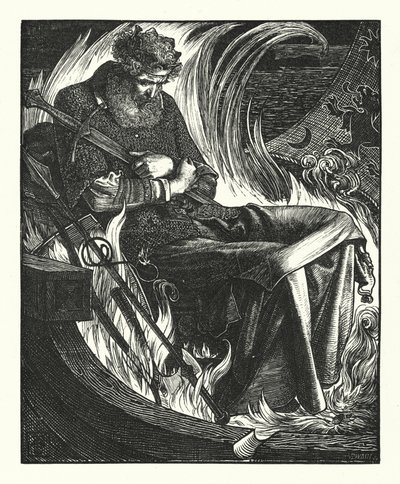 The Death of King Warwolf (rytina) od English School