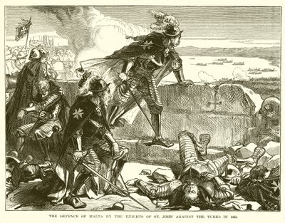 Obrana Malty rytíři svatého Jana proti Turkům v roce 1565 od English School