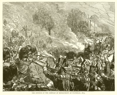 Obrana zámku Hougoumont ve Waterloo, 1815 od English School