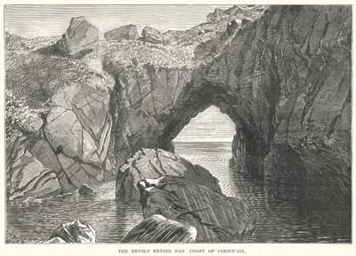 Ďáblova pánev Cornwallské pobřeží (rytina) od English School