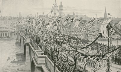 Diamantový jubilejní průvod přes London Bridge od English School