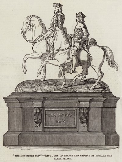 "Doncaster Cup", francouzský král Jan v zajetí od Edwarda Černého prince (rytina) od English School