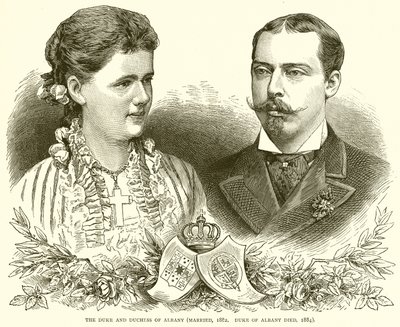 Vévoda a vévodkyně z Albany (ženatý, 1882. Vévoda z Albany zemřel, 1884) od English School