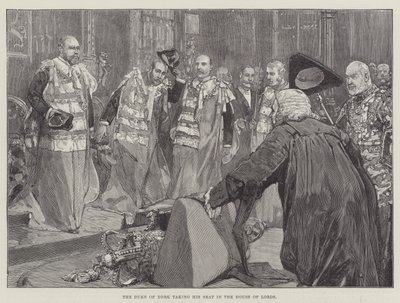 Der Herzog von York nimmt seinen Platz im House of Lords ein (Stich) von English School
