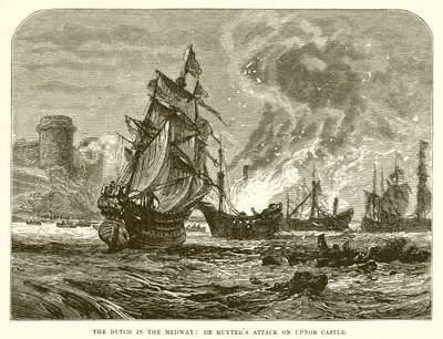 Holanďané v Medway: De Ruyters útočí na hrad Upnor od English School