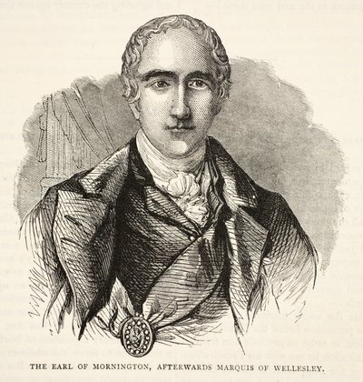 Hrabě z Morningtonu, poté markýz z Wellesley, ilustrace z Cassells Illustrated History of India od Jamese Granta, hospoda. 1879 od English School