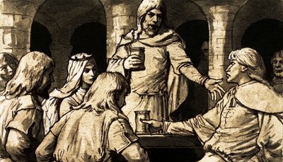Hrabě z Norfolku vstal a pronesl plamenný projev napadl nepřítomného krále Williama (kvaš na papíře) od English School