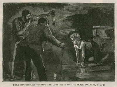 hrabě z Shaftesbury; návštěva uhelných dolů v Černé zemi, 1840-41; z The Graphic, 10. října 1885 od English School